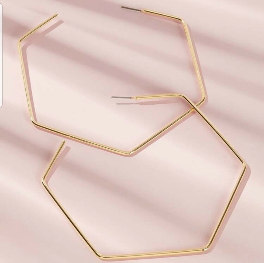 *Skyler* Hexagon Hoop Earrings - Picture 2 of 4